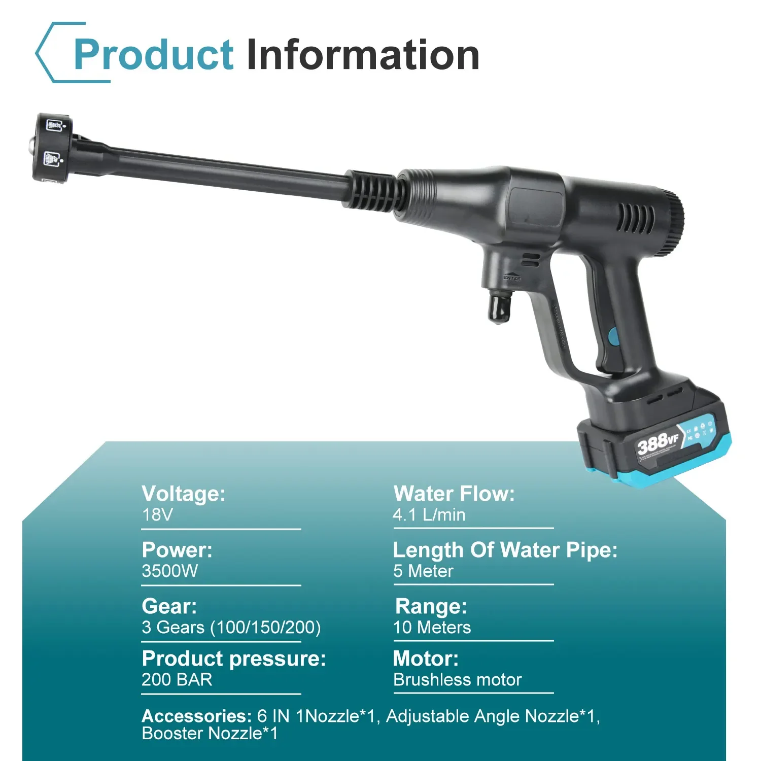 Gardening Tools Uk - L3500W 200Bar Kablosuz Yüksek Basınçlı Yıkama