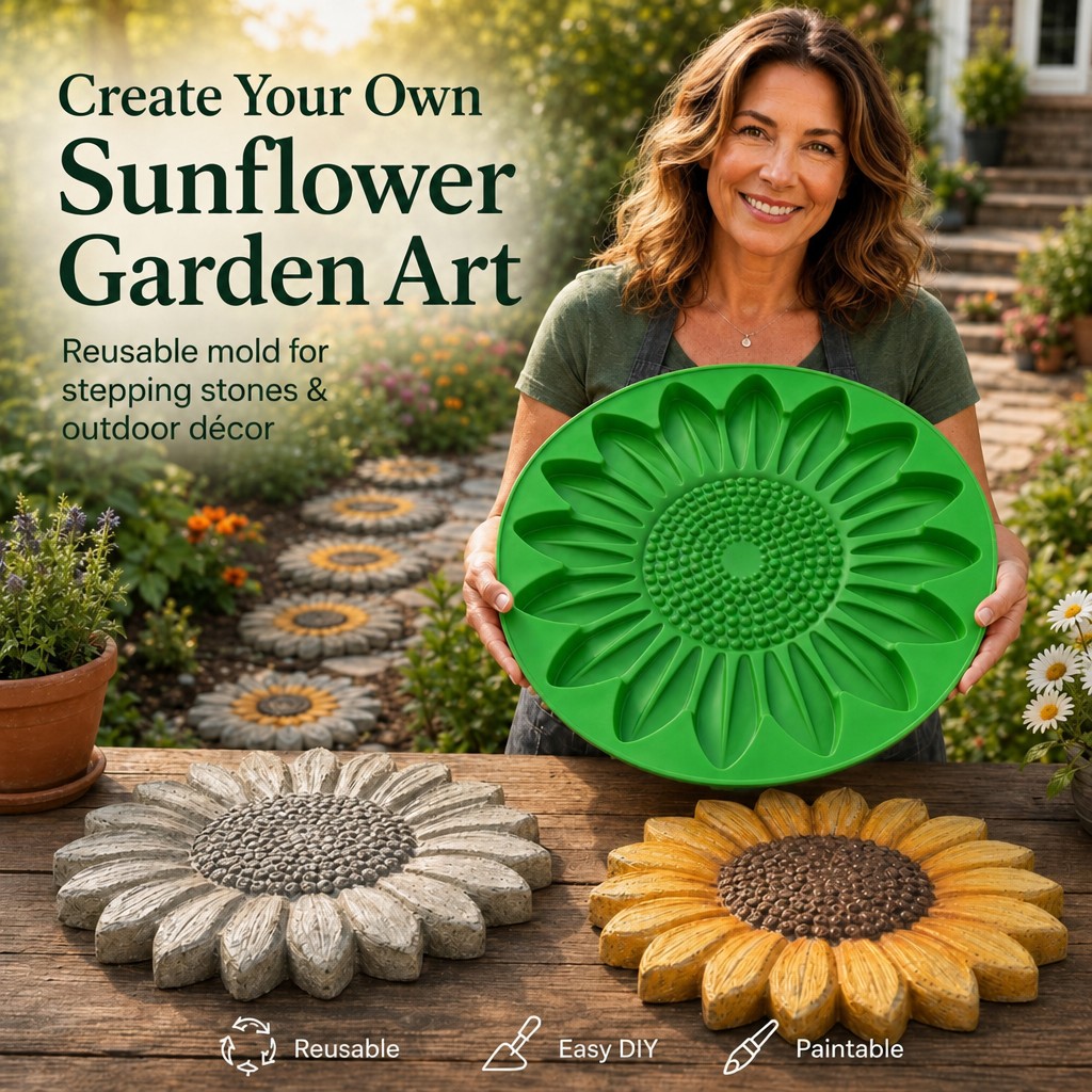 Gardening Tools Bundle - Ayçiçeği Teras Taş Kalıp Seti, Beton